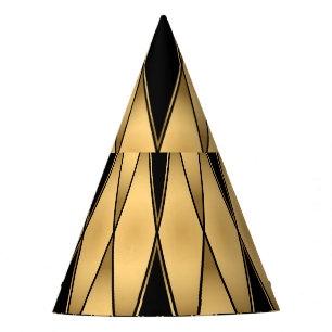Chapeaux De Fètes Motif diamant : motif élégant noir or.