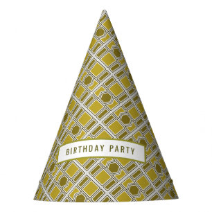 Chapeaux De Fètes Motif géométrique d'or, fête d'anniversaire modern