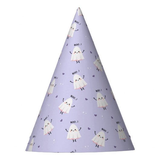 Chapeaux De Fètes Motif Ghost mignon avec "Boo !" Texte sur Lavender (Devant)