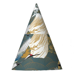 Chapeaux De Fètes Motif japonais Vintage Crane Birds