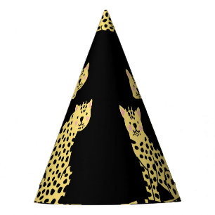 Chapeaux De Fètes Motif léopard : Arrière - plan noir Cheetah