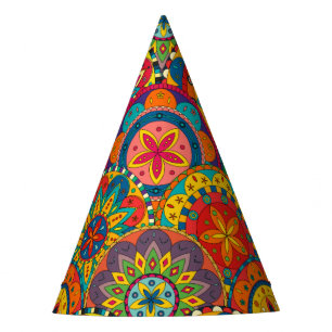 Chapeaux De Fètes Motif mandala coloré rétro funky