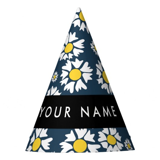 Chapeaux De Fètes Motif Marguerite, Marguerites Blanches, Votre Nom (Devant)