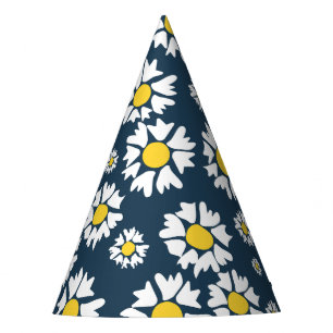 Chapeaux De Fètes Motif marguerrier, motif floral, marguerites blanc