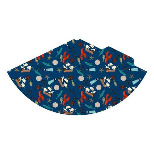 Chapeaux De Fètes Motif Nautique Sur Bleu Marine (Devant)
