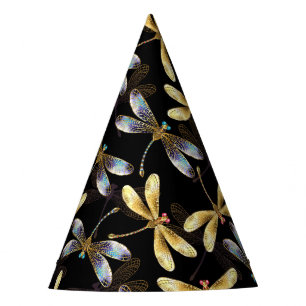 Chapeaux De Fètes Motif sans couture avec libellules d'or