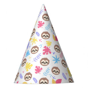 Chapeaux De Fètes Motif tropical de paresse et de feuille