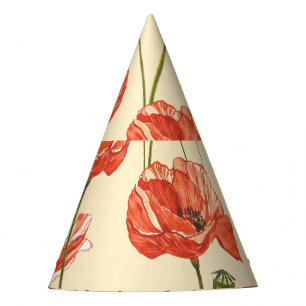 Chapeaux De Fètes Motif Watercolor Red Poppies.