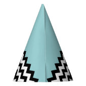 Chapeaux De Fètes Motif Zigzag noir et blanc, Chevron, Bleu (Dos)