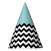 Chapeaux De Fètes Motif Zigzag noir et blanc, Chevron, Bleu (Devant)