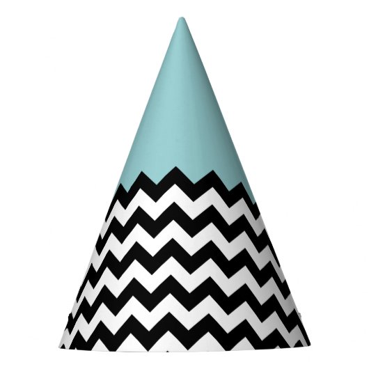 Chapeaux De Fètes Motif Zigzag noir et blanc, Chevron, Bleu (Devant)