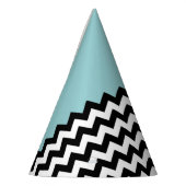 Chapeaux De Fètes Motif Zigzag noir et blanc, Chevron, Bleu (Gauche)