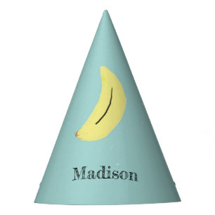 Chapeaux De Fètes Nom personnalisé banane peinte sur bleu