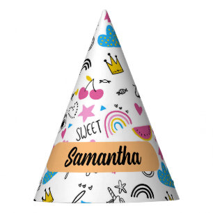 Chapeaux De Fètes Nom Whimsical Cute Premier nom Unicorn Motif arc-e