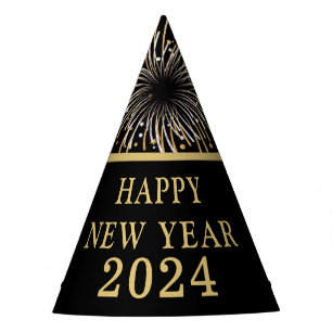 Chapeaux De Fètes Nouvel An de l'or de la veille Noir Bonne année