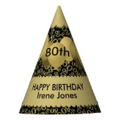 Chapeaux De Fètes Numéro 80e anniversaire Motif Gold/Black Scallops (Devant)
