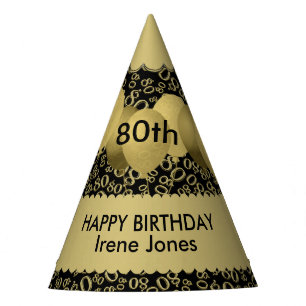 Chapeaux De Fètes Numéro 80e anniversaire Motif Gold/Black Scallops