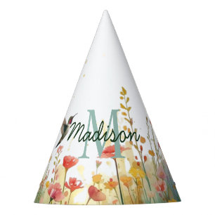 Chapeaux De Fètes Oiseaux aquarelle printemps Monogramme floral Fleu