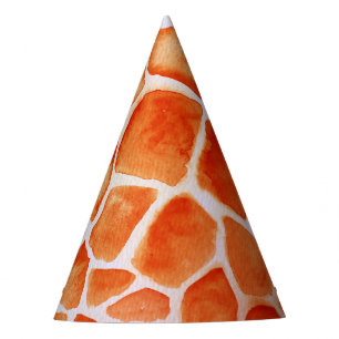 Chapeaux De Fètes Orange Watercolor Giraffe Imprimer Anniversaire