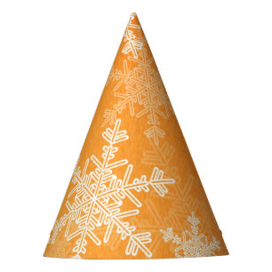 Chapeaux De Fètes Orange White Snowflakes minimaliste Noël