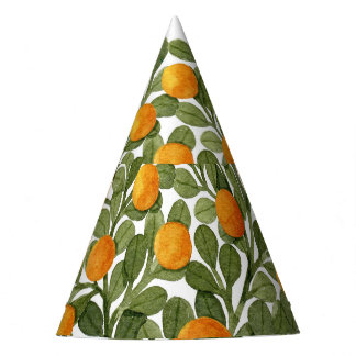 Chapeaux De Fètes Oranges cardiaques : Branches vertes Amour.