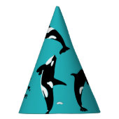 Chapeaux De Fètes Orcas Killer Whales Turquoise Blue Anniversaire (Droite)