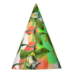 Chapeaux De Fètes Orchidées vertes : aquarelle florale sans soudure.