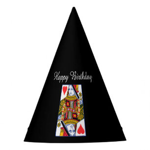 Chapeaux De Fètes Ornate Colorful Heart Queen Carte de jeu Black