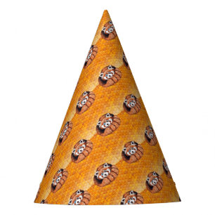 Chapeaux De Fètes Ours De Panda Rouge Sur Cubisme Orange