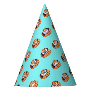 Chapeaux De Fètes Ours de Panda rouge turquoise