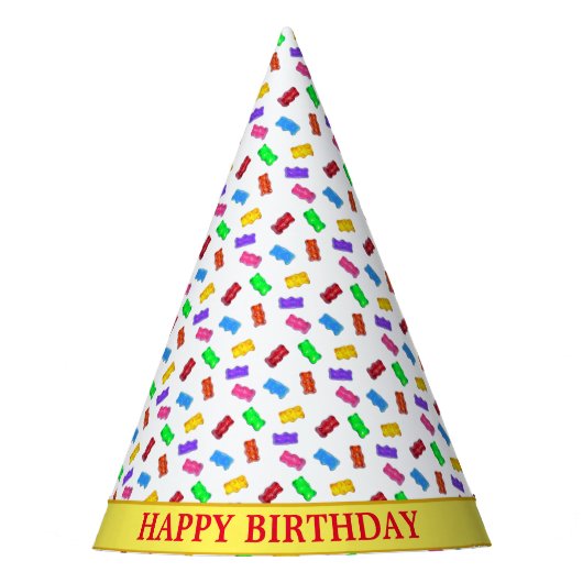 Chapeaux De Fètes Ours doux multicolores sur blanc (Devant)