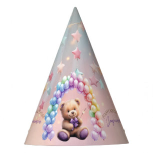 Chapeaux De Fètes Ours en peluche 1er anniversaire Ballons colorés