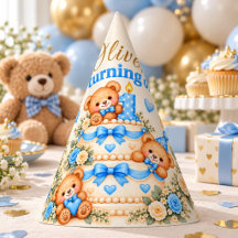 Ours en peluche bleu personnalisé pour le 1er anni