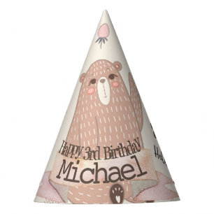 Chapeaux De Fètes Ours en peluche personnalisé Anniversaire Motif Fr