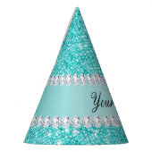 Chapeaux De Fètes Paillettes turquoises et diamants de Faux (Gauche)