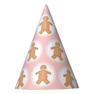 Chapeaux De Fètes Pain d'épices rose Polkadot Casquette de la fête d