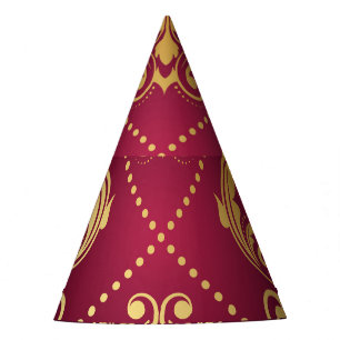 Chapeaux De Fètes Papier peint Vintage Maroon Gold Orament