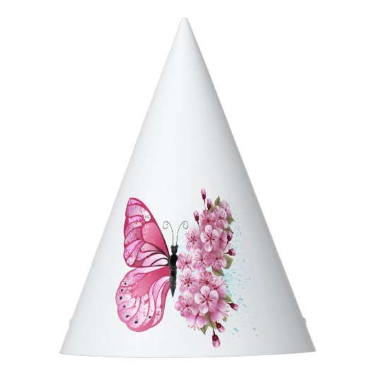 Chapeaux De Fètes Papillon de fleurs avec Sakura rose (Devant)