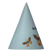 Chapeaux De Fètes Papillons Monarque bleu orange sur bleu clair (Gauche)