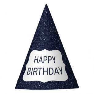 Chapeaux De Fètes Parties scintillant Bleue Marine Joyeux Anniversai