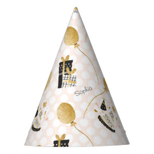Chapeaux De Fètes Parties scintillant d'or Ballons Enfants Nom Anniv