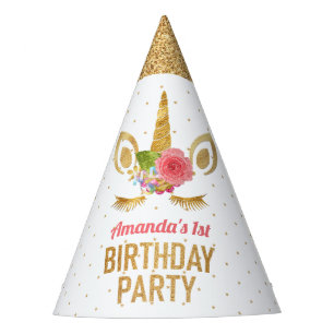 Chapeaux De Fètes Parties scintillant d'or magique Unicorn visage An