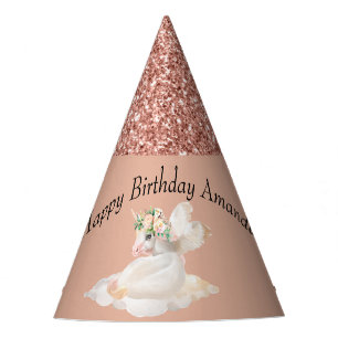 Chapeaux De Fètes Parties scintillant d'or rose Unicorn Pegasus Joye
