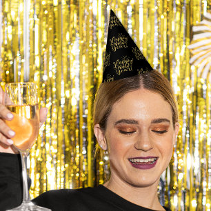 Chapeaux De Fètes Parties scintillant d'or Texte Motif Bonne année