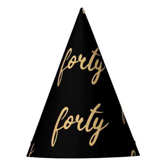 Chapeaux De Fètes Parties scintillant Gold Black "Quarante" 40 Anniv (Devant)