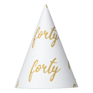 Chapeaux De Fètes Parties scintillant Gold White "Quarante" 40 Anniv