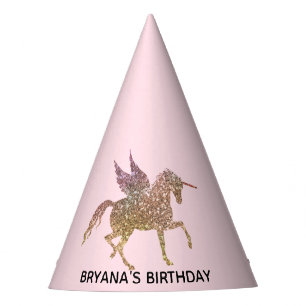 Chapeaux De Fètes Parties scintillant rose or Flying Unicorn Anniver
