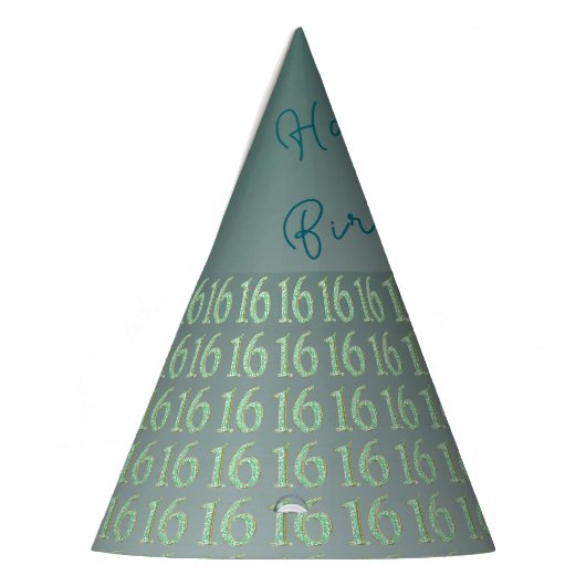 Chapeaux De Fètes Parties scintillant verte numéro 16, doux 16 Anniv (Gauche)