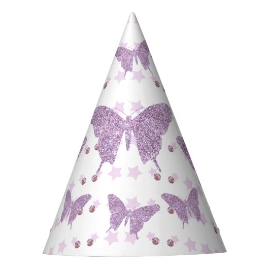 Chapeaux De Fètes Parties scintillant violet papillon Anniversaire C (Devant)