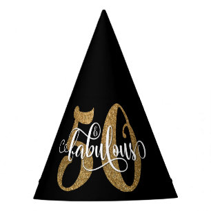 Chapeaux De Fètes Parties scintillantes 50 d'or et typographie